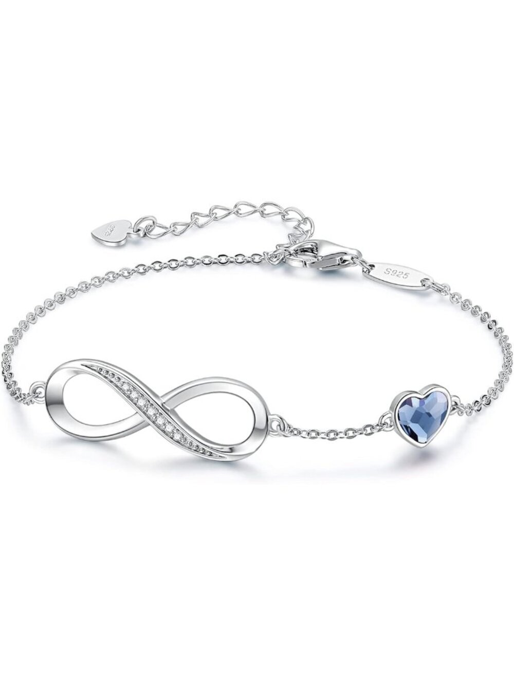 925 Sterling Silver Infinity Birthstone Bracelet - Elegant Jewelry Gift for Her
